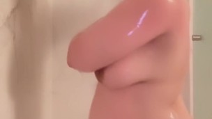 Chubby waifu taking a shower