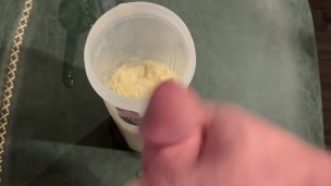 Big Dicked Bodybuilder Cums Multiple Times Into His Protein Shake
