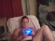 Beautiful bbw long hair brunette lifts up her mini dress and smokes cigarettes while playing games 10/16