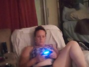 Beautiful bbw long hair brunette lifts up her mini dress and smokes cigarettes while playing games 11/16