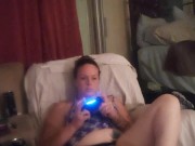 Beautiful bbw long hair brunette lifts up her mini dress and smokes cigarettes while playing games 13/16