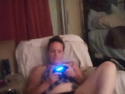 Beautiful bbw long hair brunette lifts up her mini dress and smokes cigarettes while playing games 14/16