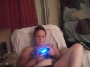 Beautiful bbw long hair brunette lifts up her mini dress and smokes cigarettes while playing games 15/16