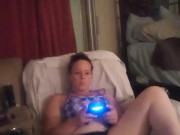 Beautiful bbw long hair brunette lifts up her mini dress and smokes cigarettes while playing games 5/16