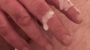 Fun with Dildo and dirty talk plays with cum