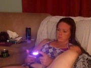 I lift up my micro minidress and show off my panties and spread my legs on couch while playing games 3/16