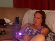 I lift up my micro minidress and show off my panties and spread my legs on couch 11/16