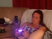 I lift up my micro minidress and show off my panties and spread my legs on couch 16/16