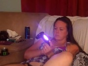 I lift up my micro minidress and show off my panties and spread my legs on couch 3/16