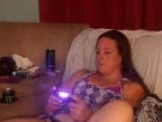 I lift up my micro minidress and show off my panties and spread my legs on couch 4/16