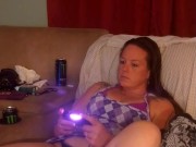 I lift up my micro minidress and show off my panties and spread my legs on couch 6/16