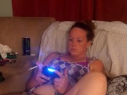 I lift up my micro minidress and show off my panties and spread my legs on couch while smoking 13/16