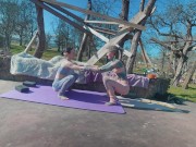 JOI Voyeur Stretching in Yoga pants with my tattoo girlfriend Anuskatzz 1/16