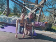 JOI Voyeur Stretching in Yoga pants with my tattoo girlfriend Anuskatzz 12/16