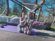 JOI Voyeur Stretching in Yoga pants with my tattoo girlfriend Anuskatzz 13/16