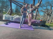 JOI Voyeur Stretching in Yoga pants with my tattoo girlfriend Anuskatzz 8/16