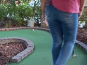 Pretty girl golfing in tight ripped jeans sfw 4/16