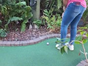 Pretty girl golfing in tight ripped jeans sfw 7/16