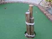 Small petite girl playing golf and not doing good at it 8/16