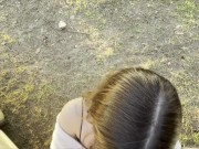 My girlfriend sucked my cock in the woods, and I had to cum on her body 4/16