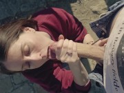 stranger cum in my throat after public blowjob - little arden 4/16