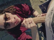 stranger cum in my throat after public blowjob - little arden 9/16