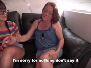 perverted old woman gives a lesbian kiss to a young woman with the excuse of teaching and fucks her 5/16