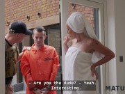 MATURE4K. MILF neighbour was so horny so she fucked a robber and sucked his cock 3/16