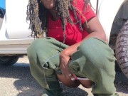 Sexcation Part 4 - Pissing next to the road and getting daddy to eat my pissed pussy clean 5/16