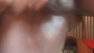 Naughty Kenyan crossdresser big cumshot