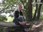 18 years cute brunette first porno casting. 4/16