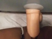 So Horny Fucking My Big Dick Dildo in the Bathroom While My BF is in the Next Room 10/16