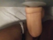 So Horny Fucking My Big Dick Dildo in the Bathroom While My BF is in the Next Room 11/16