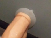 So Horny Fucking My Big Dick Dildo in the Bathroom While My BF is in the Next Room 6/16