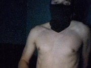 Masked man edging himself, whimpering and heavy breathing 1/16