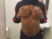 Naughty Ebony Tease in Booty Shorts – Tries not to Get Caught! 7/16