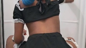 Sexy Maid Cleans Washroom in Hot Fantasy Maid Outfit – Your Fantasy Awaits!