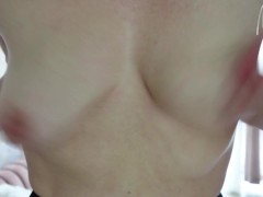 Playing with my perky natural tits