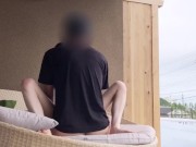 高級旅館の屋外テラスソファでエロ浴衣の教え子をFuck - Screenshot 15 of 16 - 野外セックス