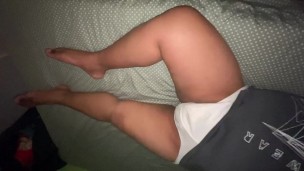 Chubby guy jerks off and I show my white underwear