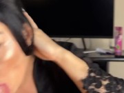 POV: Brunette babe giving me a messy blowjob while I relax 13/16