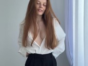 A naughty Hot Milf secretary comes home slowly Striptease and make you cum ( she talk) 1/16