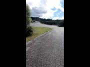 Trashy Kiwi MILF pisses on roadside with oncoming traffic 6/16