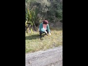 Trashy Kiwi MILF pisses on roadside with oncoming traffic 7/16