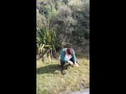 Trashy Kiwi MILF pisses on roadside with oncoming traffic 8/16