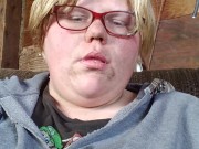 Smoker plays with boobs 13/16