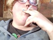 Smoker plays with boobs 4/16