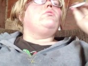 Smoker plays with boobs 5/16