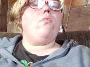 Smoker plays with boobs 7/16