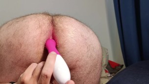 Hairy gaping gay asshole for you to cum in. My ass got big from plug and dildo in my hole made gape